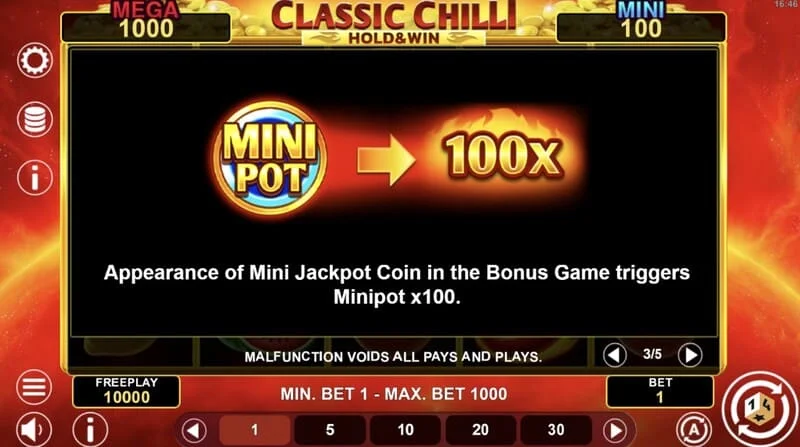 Classic Chilli Hold & Win - έναρξη του γύρου Hold & Win